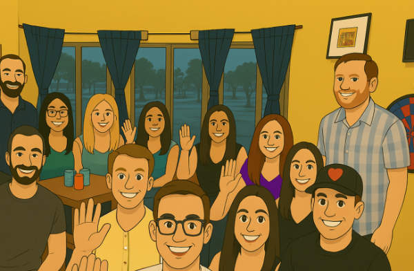 happy-cartoon-people-600 Illustration of a joyful group smiling and waving in El Sentido Bar Sano